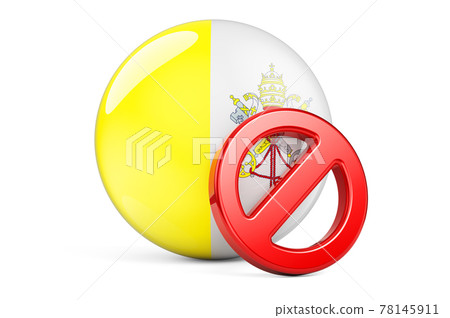 Forbidden symbol with Vatican flag. Prohibition in Vatican concept, 3D rendering Forbidden symbol with Vatican flag. Prohibition in Vatican concept, 3D rendering 78145911