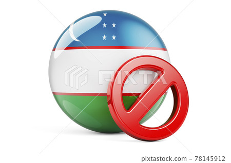 Forbidden symbol with Uzbek flag. Prohibition in Uzbekistan concept, 3D rendering Forbidden symbol with Uzbek flag. Prohibition in Uzbekistan concept, 3D rendering 78145912