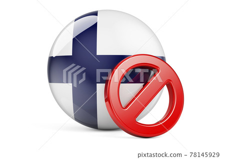 Forbidden symbol with Finnish flag. Prohibition in Finland concept, 3D rendering Forbidden symbol with Finnish flag. Prohibition in Finland concept, 3D rendering 78145929