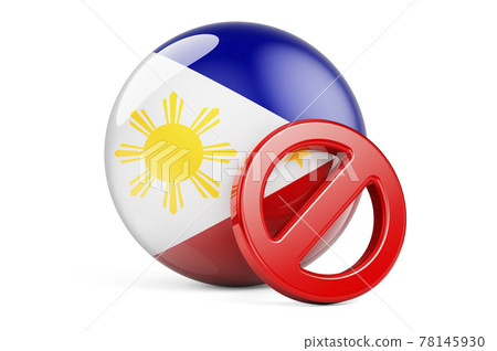 Forbidden symbol with Filipino flag. Prohibition in Philippines concept, 3D rendering Forbidden symbol with Filipino flag. Prohibition in Philippines concept, 3D rendering 78145930