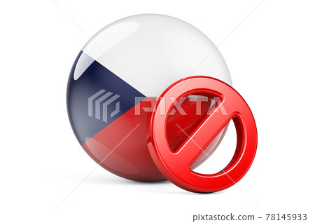 Forbidden symbol with Czech flag. Prohibition in Czech Republic concept, 3D rendering Forbidden symbol with Czech flag. Prohibition in Czech Republic concept, 3D rendering 78145933