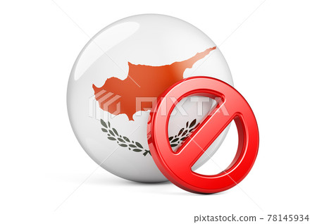 Forbidden symbol with Cypriot flag. Prohibition in Cyprus concept, 3D rendering Forbidden symbol with Cypriot flag. Prohibition in Cyprus concept, 3D rendering 78145934