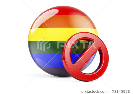 Forbidden sign with LGBT flag, 3D rendering Forbidden sign with LGBT flag, 3D rendering 78145936