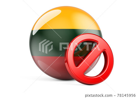 Forbidden symbol with Lithuanian flag. Prohibition in Lithuania concept, 3D rendering Forbidden symbol with Lithuanian flag. Prohibition in Lithuania concept, 3D rendering 78145956