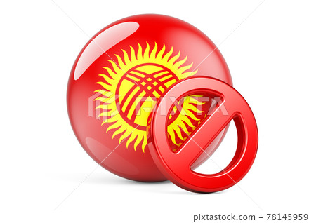 Forbidden symbol with Kyrgyz flag. Prohibition in Kyrgyzstan concept, 3D rendering Forbidden symbol with Kyrgyz flag. Prohibition in Kyrgyzstan concept, 3D rendering 78145959