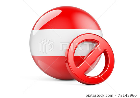 Forbidden symbol with Austrian flag. Prohibition in Austria concept, 3D rendering Forbidden symbol with Austrian flag. Prohibition in Austria concept, 3D rendering 78145960