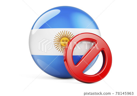 Forbidden symbol with Argentinean flag. Prohibition in Argentina concept, 3D rendering Forbidden symbol with Argentinean flag. Prohibition in Argentina concept, 3D rendering 78145963