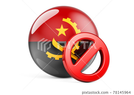 Forbidden symbol with Angolan flag. Prohibition in Angola concept, 3D rendering Forbidden symbol with Angolan flag. Prohibition in Angola concept, 3D rendering 78145964