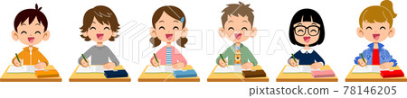 Elementary school boys and girls taking classes with a smile 78146205