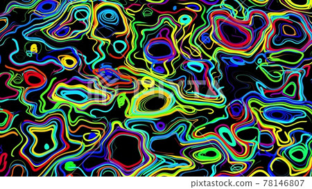 Abstract creative bg with curled lines like trails of different colors. Lines form swirling pattern like curle noise. Abstract 3d bright creative festive background. 3d render 78146807