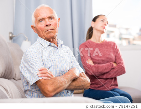 Home quarrel adult daughter and elderly father Home quarrel adult daughter and elderly father 78147251