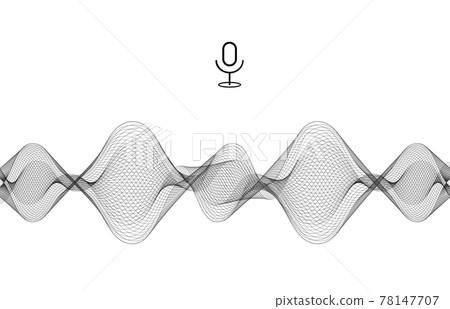 Audio wave equalizer. Black and white isolated vector illustration. Microphone voice control technology and sound voice equalizer.  78147707