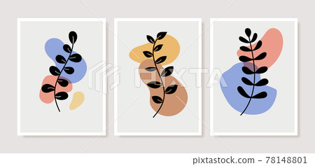Abstract contemporary flower minimal modern vector design. Minimal abstract flower collection leaf 78148801