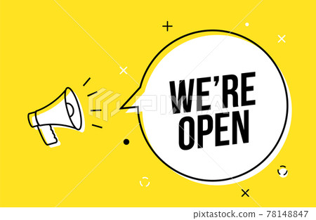 We are open banner sign business vector label shop. We open now offer promotion background 78148847