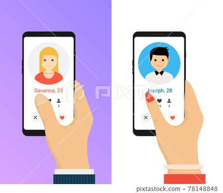 Dating app online mobile concept. Female male profile flat design. Couple match for relationship 78148848