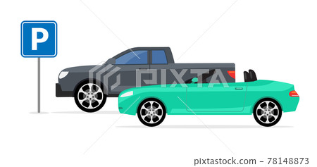 Parking car spot lot. Vector car park icon front view cartoon flat icon 78148873