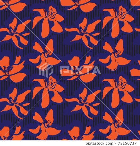 Orange Botanical Floral Seamless Pattern Background Orange Botanical Floral Seamless Pattern Background 78150737