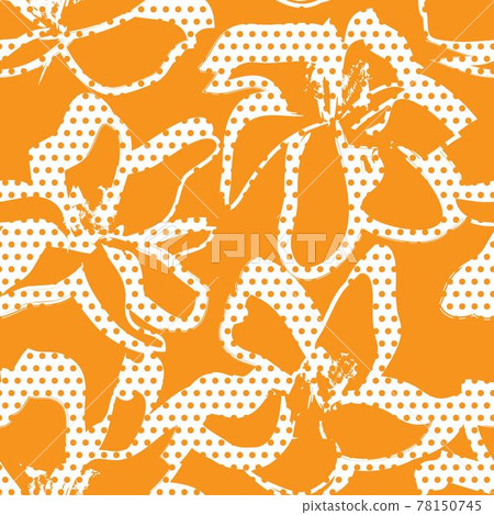 Orange Botanical Floral Seamless Pattern Background Orange Botanical Floral Seamless Pattern Background 78150745