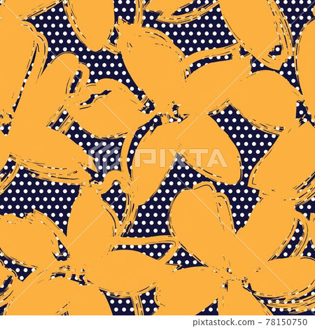 Orange Botanical Floral Seamless Pattern Background 78150750