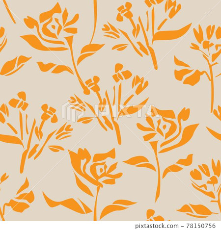 Orange Botanical Floral Seamless Pattern Background 78150756
