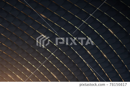 Abstract dark blue and gold geometric curves overlap the background. Vector illustration 78150817