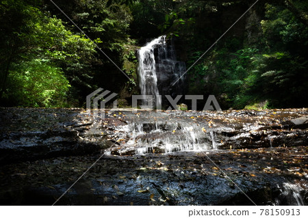 A five-storied waterfall that creates fresh water that carries fresh greenery and dead leaves 78150913