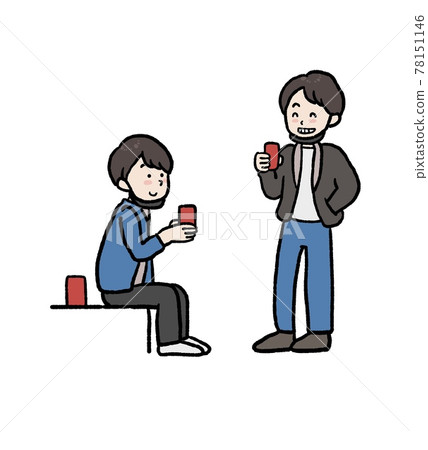Illustration of a young man drinking on the street 78151146