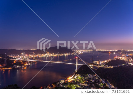 Night view of the Kanmon Strait from Hinoyama Park, Shimonoseki City, Yamaguchi Prefecture 78151691