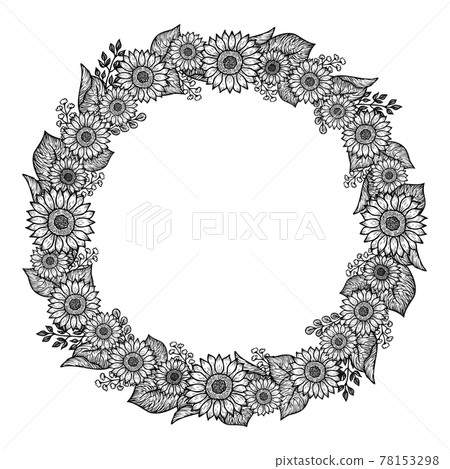 Hand-painted sunflower and botanical frame decoration material Hand-painted sunflower and botanical frame decoration material 78153298