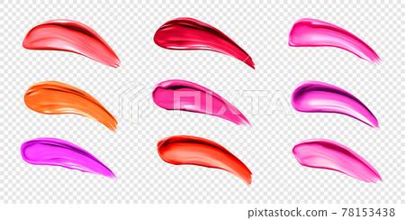 Lipstick smears, swatches of liquid lip gloss 78153438