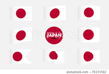 Japan flag icon set label sticker badge collection vector. 78153582
