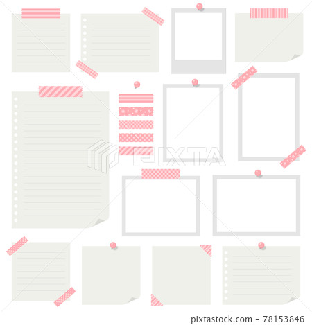 Set of note paper with masking tape and photo frame (pink) 78153846