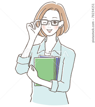 戴眼鏡拿著書的女人 78154151