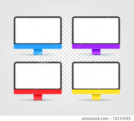 Modern color desktop personal computers vector set isolated on transparent Modern color desktop personal computers vector set isolated on transparent 78154585