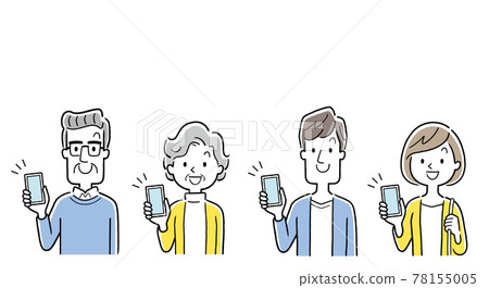 Vector illustration material: Men and women of young and senior generation with smartphones 78155005
