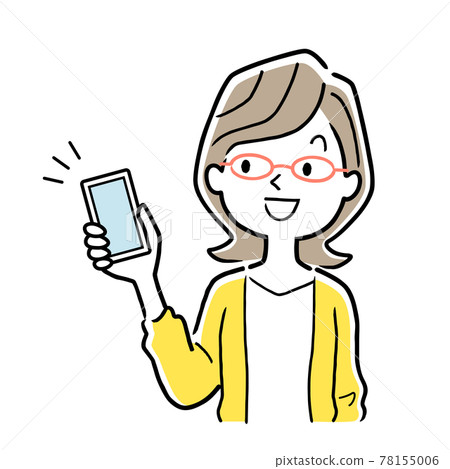 Vector Illustration Material: Young woman with smartphone Vector Illustration Material: Young woman with smartphone 78155006