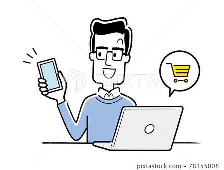 Vector illustration material: Men using PCs and smartphones 78155008