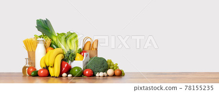 Grocery. group of fruit and vegetables on the table Grocery. group of fruit and vegetables on the table 78155235