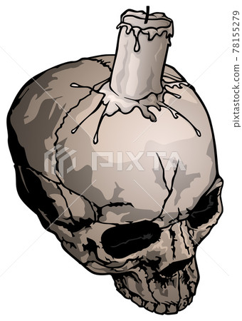 Human Skull with Candle Human Skull with Candle 78155279
