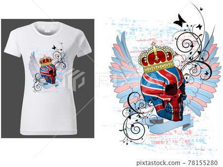 Design with a Skull Painted with UK Flag Design with a Skull Painted with UK Flag 78155280