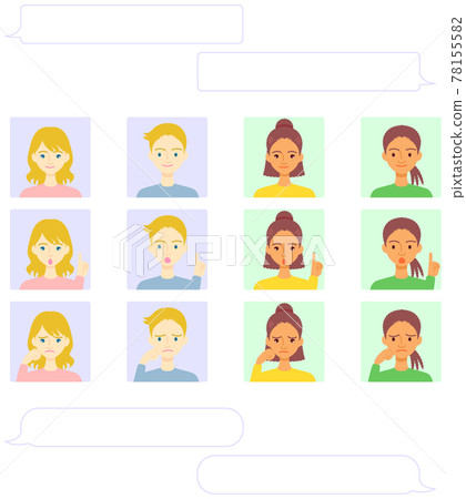 Illustration set of person icons and speech bubbles Illustration set of person icons and speech bubbles 78155582