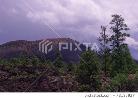 [Arizona] Cinder cone Sunset Crater and surrounding planting 78155927