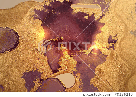 Dark gold and burgundy abstract alcohol ink marble texture Dark gold and burgundy abstract alcohol ink marble texture 78156216