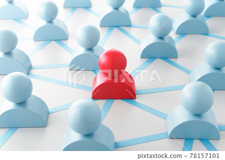 A network of people and their central figures. Human-shaped blocks and network structures. 78157101