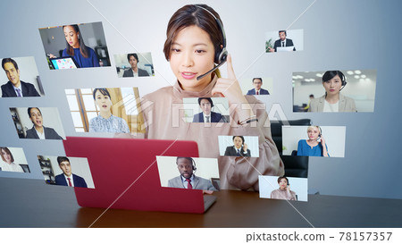 女視頻會議遠程辦公網絡研討會,視頻通話 女視頻會議遠程辦公網絡研討會,視頻通話 78157357