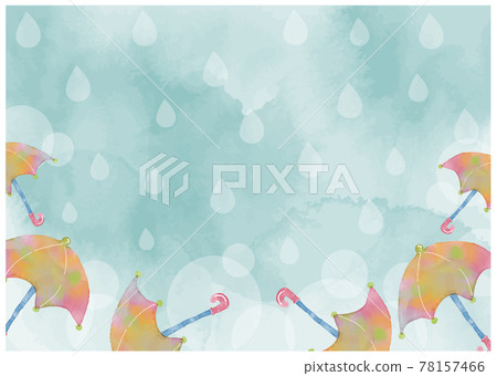 Watercolor handwritten June drops and umbrella watercolor background Watercolor handwritten June drops and umbrella watercolor background 78157466