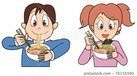 Men and women who eat ramen 78158380