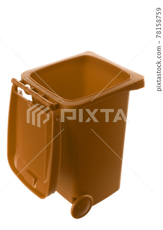 Plastic brown trash can isolated on white background 78158759
