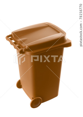 Plastic brown trash can isolated on white background 78158770