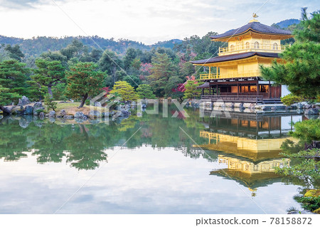Beautiful of Kinkakuji temple or the golden Pavilion in Autumn foliage season, landmark and famous for tourist attractions in Kyoto, Kansai, Japan Beautiful of Kinkakuji temple or the golden Pavilion in Autumn foliage season, landmark and famous for tourist attractions in Kyoto, Kansai, Japan 78158872